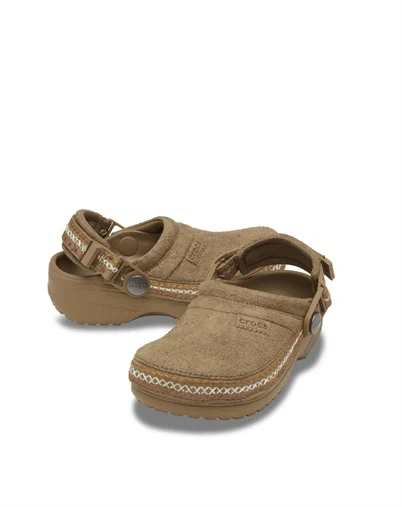 Crocs Kids - Vegan Suede Stitch Clogs - Sephia